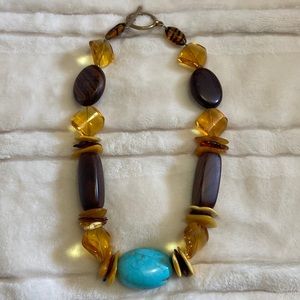 KLD Karen Leckner Designs amber wooden beaded necklace